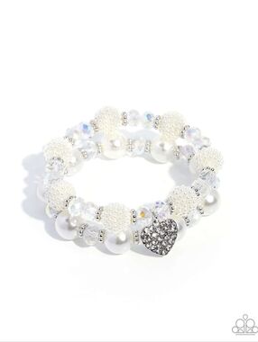 2/$10 Paparazzi Heart Hustle - White Bracelets